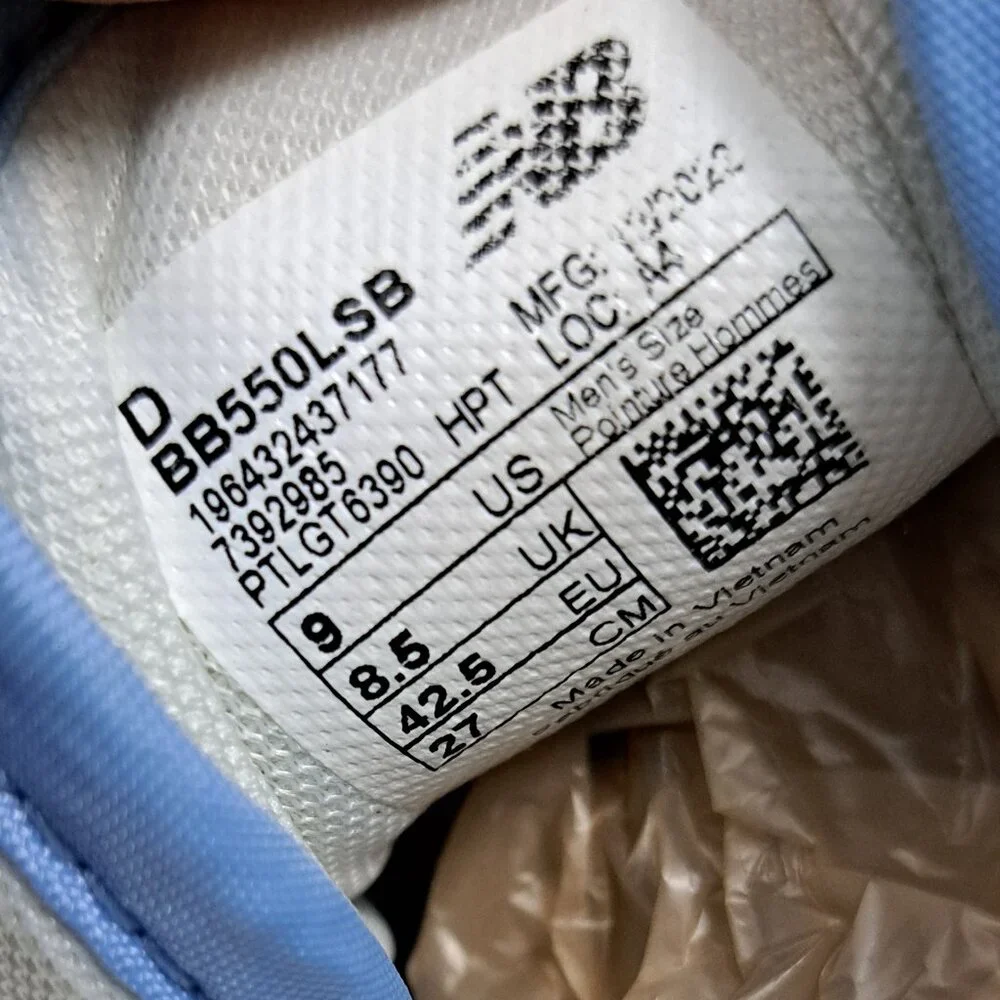 New Balance 550 White and Blue Athletic Shoes - Picture 7 of 13